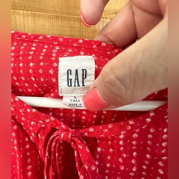 Gap Cap Sleeved Lightweight Red & White Top Size Large Tall - Picture 3 of 10
